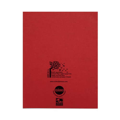 Rhino Exercise Book 8mm Ruled 80 Pages 9x7 Red (Pack of 100) VC46631