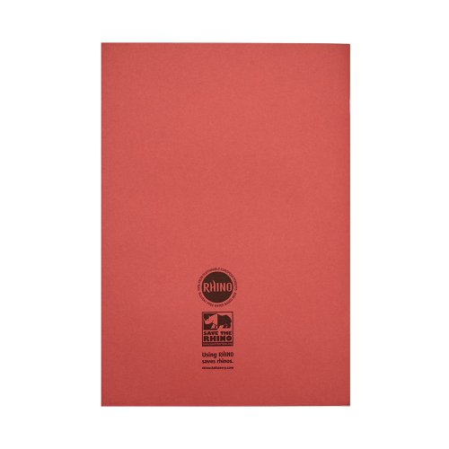 Rhino Exercise Book 8mm/Plain 64 Pages A4 Red (Pack of 50) VC48379