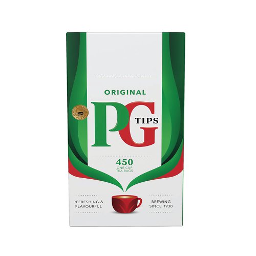 Enjoy a refreshing, flavourful and full-bodied cup of tea with these One Cup Square tea bags from PG Tips. Simply infuse for 1 - 2 minutes and enjoy black, or with a splash of milk for a delicious cup of tea, any time of the day. Certified with Rainforest Alliance, for peace of mind that tea workers and their families are treat fairly, this pack contains one box of 450 tea bags.