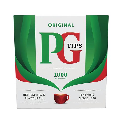 These PG Tips tea bags in individually wrapped envelopes offer the hygienic solution and reassurance for consumers in relation to the spread of germs. Giving a fresh taste every time, each tagged tea bag provides just the right amount for a single cup. Supplied in a box of 1000 individually wrapped envelopes, they are ideal for caterers and shared staff kitchens.