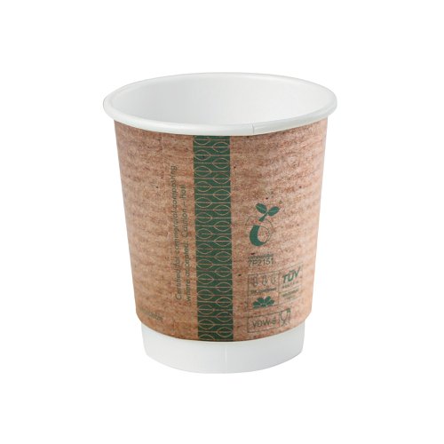 Vegware Cup 8oz Double Wall Kraft Brown (Pack of 500) VDW-8 | vegware