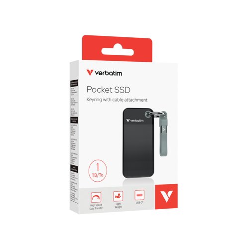 Verbatim Pocket SSD Keyring with Cable Attachment 1TB Black/Grey 32190
