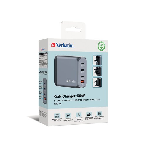 Verbatim GNC-100 GaN 100W 4 Port Charger 32202