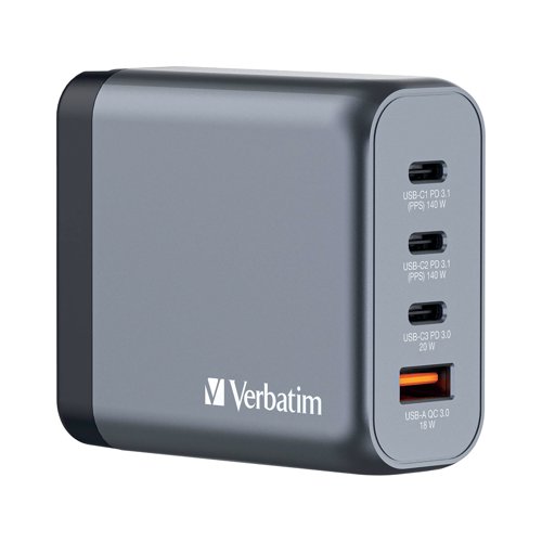 Verbatim GNC-140 GaN 140W 4 Port Charger 32203