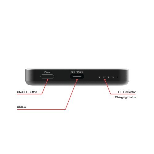 VM32225 | The Verbatim Charge 'n' Go Power Bank delivers dependable, high-capacity charging for your devices. Perfect for those on the move, it provides enough power to charge multiple devices, keeping you connected during long days, business trips, or outdoor adventures. With a lightweight yet durable design, this power bank is built for those who need uninterrupted energy. It offers versatile dual charging options. Enjoy fast 15W magnetic wireless charging for MagSafe iPhones and Android devices and wired charging of up to 20W via USB-C PD. Whether you're working, commuting, or exploring, this power bank ensures your devices are charged quickly and efficiently.