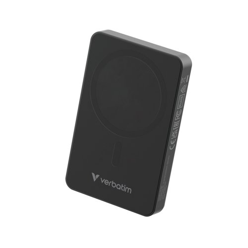 VM32227 | The Verbatim Charge 'n' Go Power Bank delivers dependable, high-capacity charging for your devices. Perfect for those on the move, it provides enough power to charge multiple devices, keeping you connected during long days, business trips, or outdoor adventures. With a lightweight yet durable design, this power bank is built for those who need uninterrupted energy. It offers versatile dual charging options. Enjoy fast 15W magnetic wireless charging for MagSafe iPhones and Android devices and wired charging of up to 20W via USB-C PD. Whether you're working, commuting, or exploring, this power bank ensures your devices are charged quickly and efficiently.