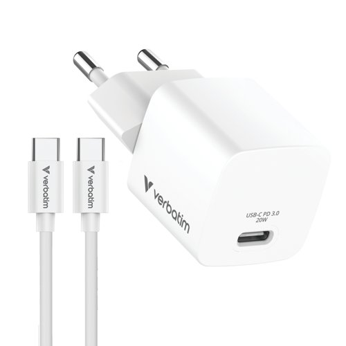 Verbatim Mini USB-C Charger 20W EU Plug with Cable 32396
