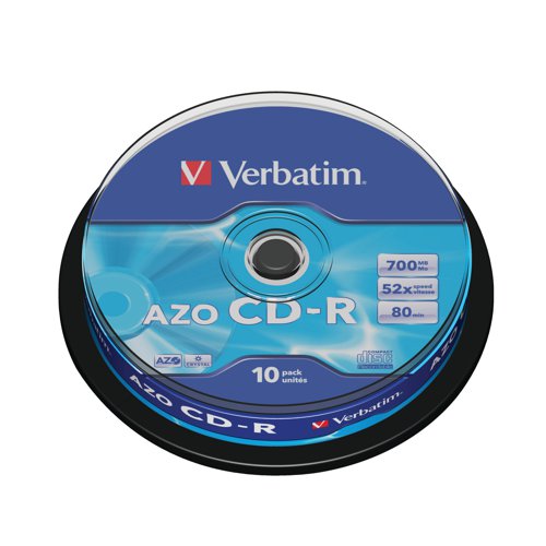 Verbatim CD-R Datalife Non-AZO 80minutes 700MB 52X Non-Printable Spindle (10 Pack) 43437