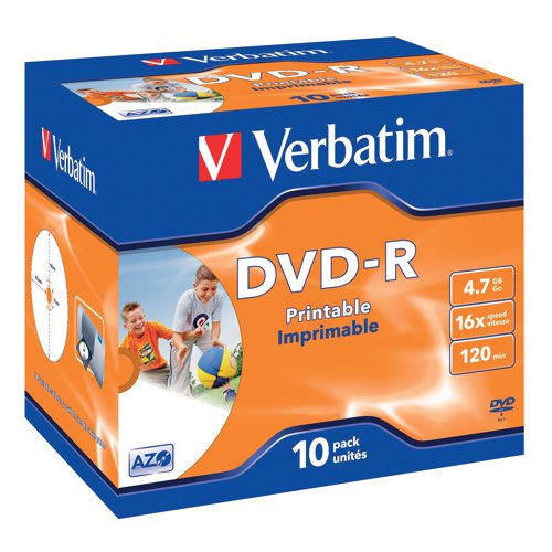 Verbatim DVD-R Speed Jewel Case 4x 4.7GB (Pack of 10) 43285