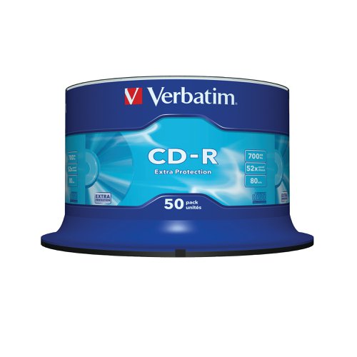 Verbatim CD-R Extra Protection Spindle 52x 700MB (Pack of 50) 43351