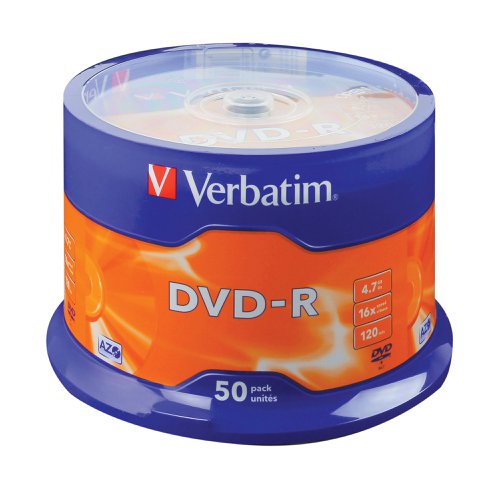 Verbatim DVD-R Spindle 16x 4.7GB (Pack of 50) 43500 Non-printable