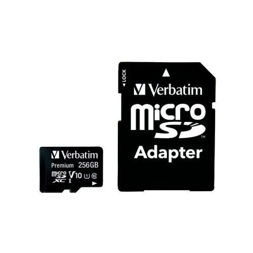 Verbatim Premium Micro SDXC Card with Adapter 256GB C10/U1 44087