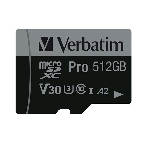 Verbatim Pro U3 Micro SDXC Memory Card 512GB with SD Adapter 47046