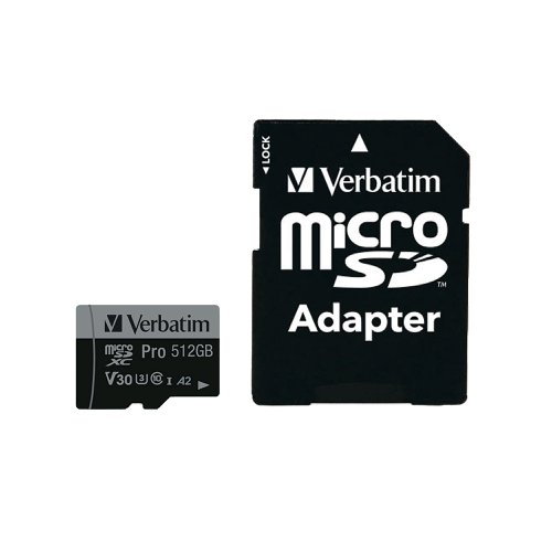 Verbatim Pro U3 Micro SDXC Memory Card 512GB with SD Adapter 47046