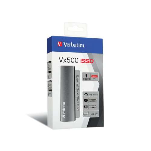 Verbatim Vx500 External Solid State Drive USB 3.2 Gen 2 1TB 47444 Solid State Drives VM47444