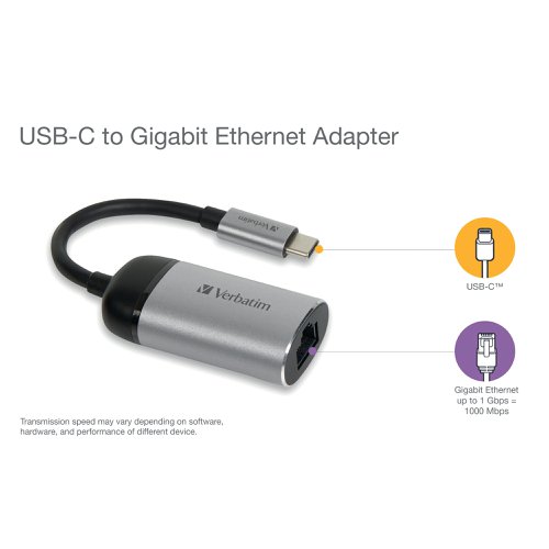 Verbatim USB-C to Gigabit Ethernet Adapter 49146