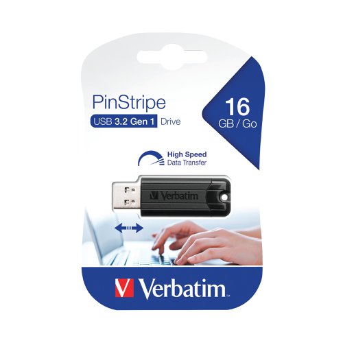 Verbatim Black Pinstripe 16GB USB 3.0 Flash Drive 49316