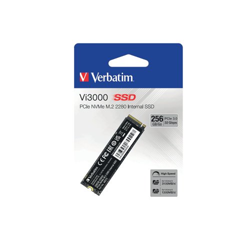 Verbatim Vi3000 M.2 PCIe NVMe Solid State Drive 256GB 49373 Solid State Drives VM49373