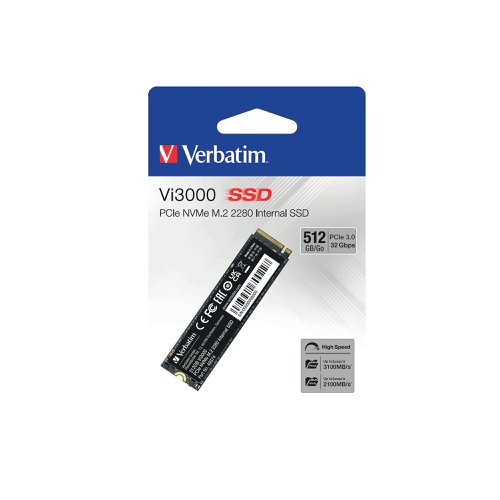 Verbatim Vi3000 M.2 PCIe NVMe Solid State Drive 512GB 49374 Solid State Drives VM49374