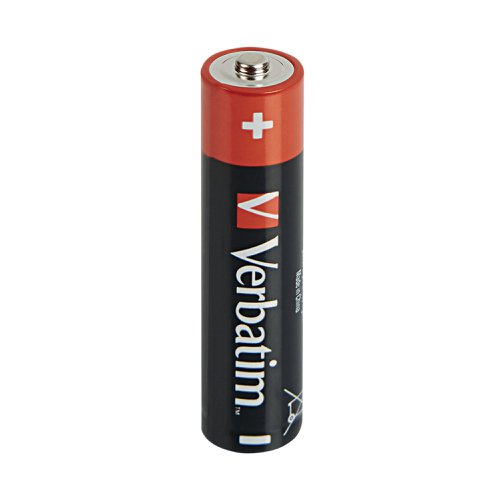 Verbatim batteries keep your energy hungry electronic devices powered up. These alkaline batteries are reliable and long lasting. Recommended for use in devices such as MP3 players, cameras and toys that require constant power for long periods of time. A handy 4 pack of AAA alkaline batteries.