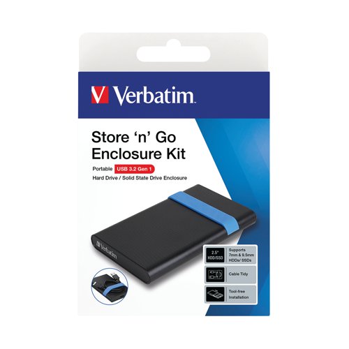 Verbatim Store N Go 2.5 Inch Hard Drive Enclosure Kit USB 3.2 Black 53106 | VM53106 | Verbatim