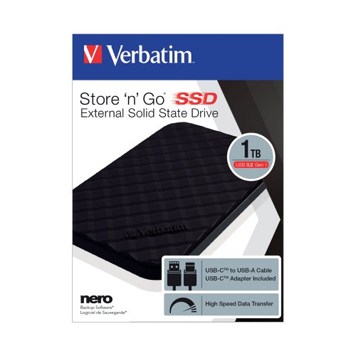 Verbatim Store N Go Portable SSD 2.5 Inch SB 3.2 GEN1 1TB Black 53230 VM53230