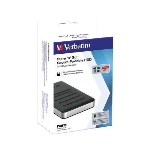 Verbatim Store N Go Secure Portable HDD USB 3.1 1TB 53401