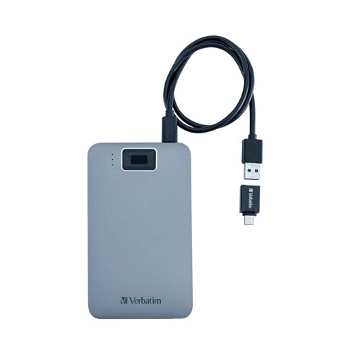 Verbatim Executive Fingerprint Secure Hard Drive USB 3.2 Gen 1 USB-C 1TB Grey 53652 | VM53652 | Verbatim