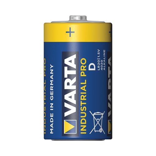 Varta Longlife Industrial Pro is a superlative battery for OEM business. Suitable for battery operated toys, flashlights, etc., it offers powerful energy. This battery pack contains 20 batteries supplied in a cardboard box with easy access.