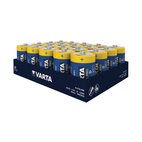 Varta Longlife Industrial Pro is a superlative battery for OEM business. Suitable for battery operated toys, flashlights, etc., it offers powerful energy. This battery pack contains 20 batteries supplied in a cardboard box with easy access.