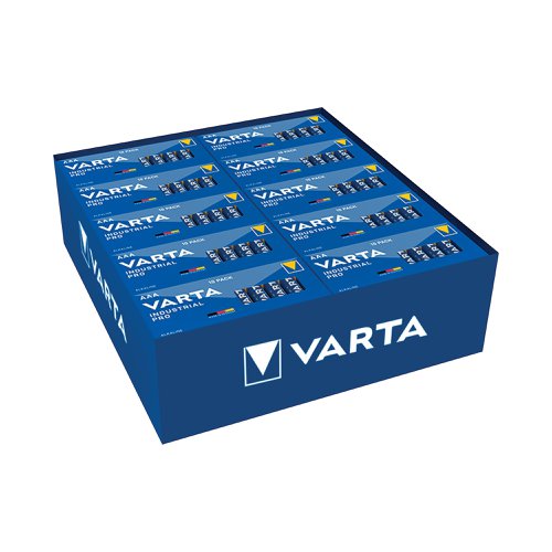 Made in Germany, Varta Industrial Pro AAA batteries are built to provide the best energy for professional use. Featuring unique brand iconography, the innovative new cell design with matte label finish offers a premium appearance and recognition. Supplied in a box of 10 batteries.