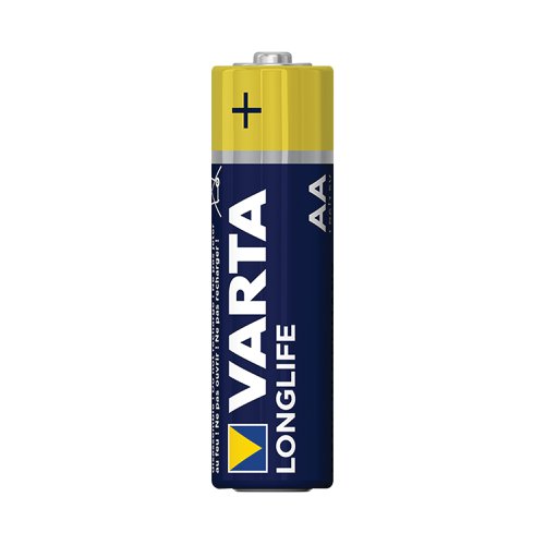 Varta Longlife is a long lasting battery for low drain devices. Suitable for remote controls for televisions and music systems, wall clocks and radios, it offers long lasting energy with constant and low energy consumption. With guaranteed storage time of 10 years, this battery blister pack contains four batteries and provides clear communication of usage with pictograms on the pack. Designed with a 'single press out', the pack enables easy opening and stores unused batteries.