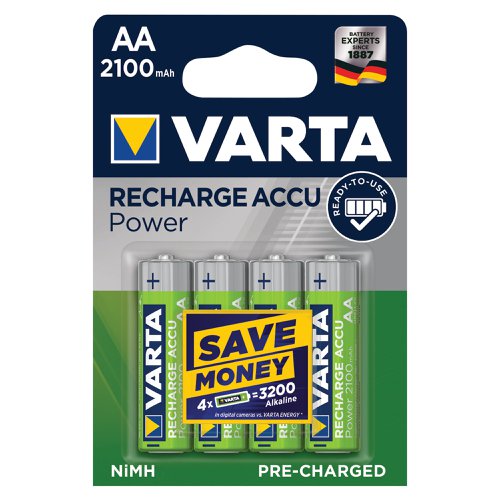 Varta AA Rechargeable Accu Battery NiMH 2100 mAh (4 Pack) 56706101404