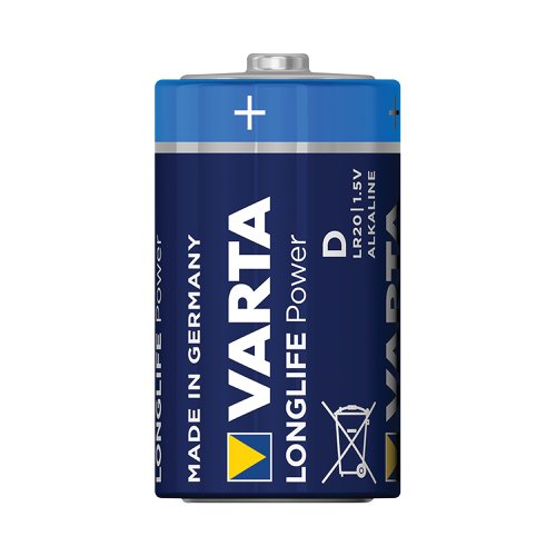 Varta Longlife Power D is a powerful battery for power hungry devices. Suitable for battery operated toys, flashlights, etc., it offers powerful energy with a guaranteed storage time of 10 years. This battery pack contains four batteries and provides clear communication of usage with pictograms on the pack. Designed with a 'single press out', the pack enables easy opening and stores unused batteries.