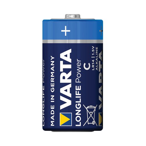 Varta Longlife Power C is a powerful battery for power hungry devices. Suitable for battery operated toys, flashlights, etc., it offers powerful energy with a guaranteed storage time of 10 years. This battery pack contains four batteries and provides clear communication of usage with pictograms on the pack. Designed with a 'single press out', the pack enables easy opening and stores unused batteries.