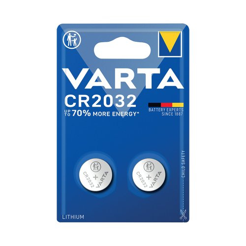 These Varta Lithium batteries provide a reliable power source to a wide range of small electronic devices. Ideal for scales and Smart systems such as home security and health devices with operation over a wide temperature range. These batteries have a guaranteed storage time of 10 years and are supplied in a blister pack of 2.