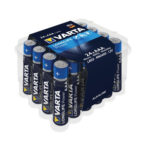 Varta Longlife Power is a powerful battery for power hungry devices. Suitable for battery operated toys, wireless mice and flashlights, etc., it offers powerful energy with a guaranteed storage time of 10 years. This battery pack contains twenty four batteries and provides clear communication of usage with pictograms on the pack. Supplied in a clear box with a lid making it ideal for storing unused batteries.