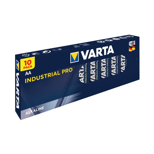 Varta Longlife Industrial Pro is a superlative battery for OEM business. Suitable for battery operated toys, wireless mice and flashlights, etc., it offers powerful energy. This battery pack contains 10 batteries and provides clear communication of usage with pictograms on the pack.