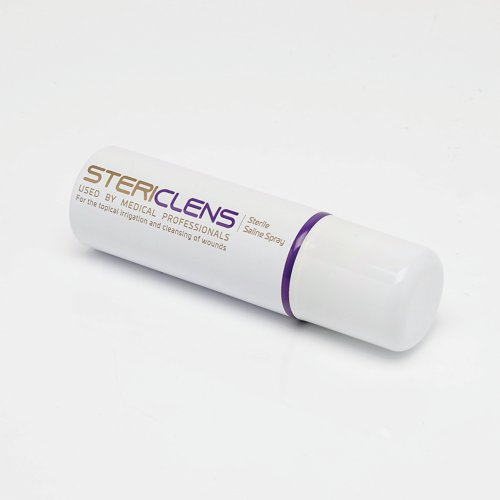 Stericlens is a versatile topical irrigation and wound cleansing system. Its narrow spray is designed to help precisely remove debris and bacterial matter without touching the wound. Stericlens is designed to remain sterile even once used, and last longer than normal wound cleansing products, while reducing waste. Spray over the area being treated from a distance of 10 to 12cm to thoroughly irrigate and cleanse it.