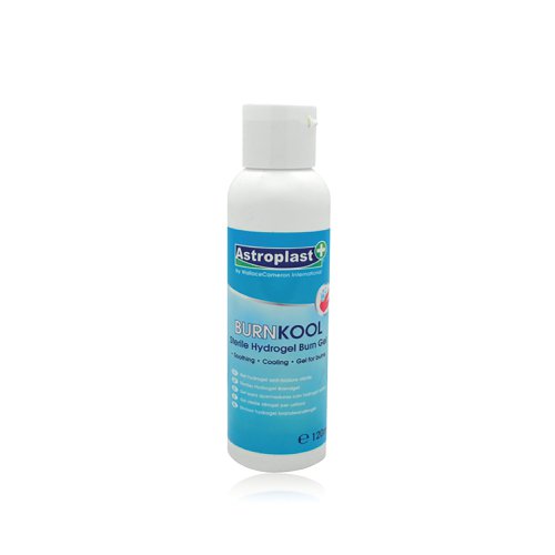 The Astroplast BurnKool gel cools, moisturises and soothes the wound, minimising trauma and helping to prevent infection. Suitable for use with sunburn, the ideal product to have at home, travelling and kept handy for use in the first aid box. Non-toxic and non-adherent.