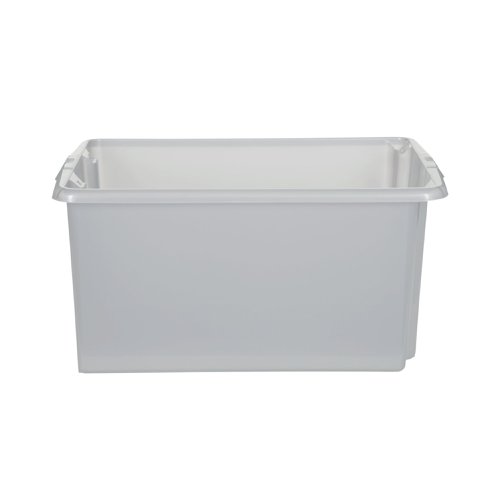 This large Stack & Store storage box is perfect for storing and transporting a range of items. Suitable for stacking or nesting together, these boxes can be stacked without lids by rotating the box by 180 degrees. With an easy to clean finish, this practical, stackable box has the capacity of 52L. Lids available separately. Supplied in a transparent finish, measuring 590 x 400 x 290mm.