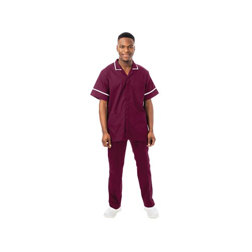 Work in Style PHILZ Male Healthcare Tunic Maroon with White Trim Size 38 inch PHILZMAROWHIT38