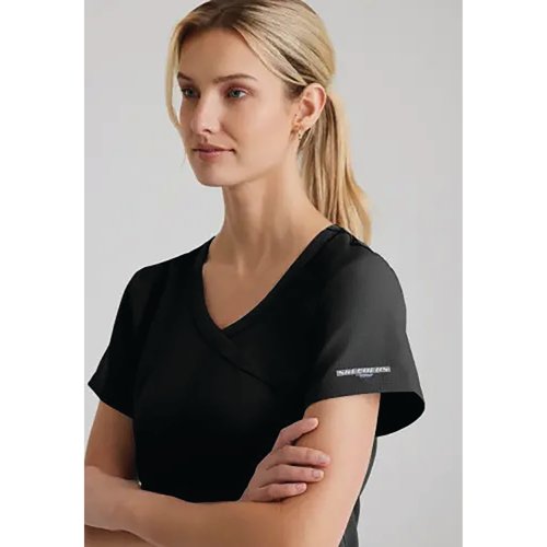 Skechers Womens V-Neck Scrub Top Black M SK102/BLAC/M