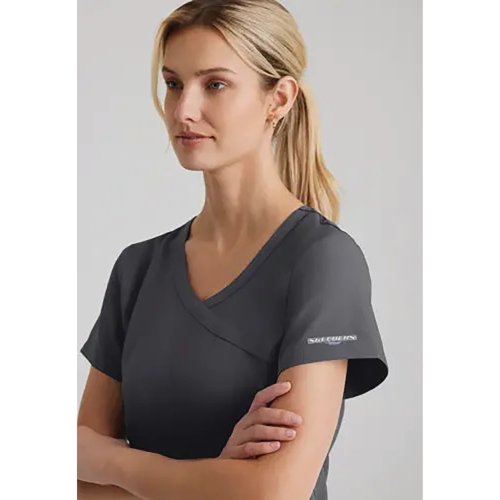 Skechers Womens V-Neck Scrub Top Pewter S SK102/PEWT/S