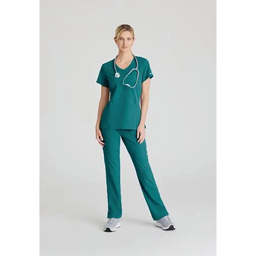Skechers Womens V-Neck Scrub Top Teal Blue L SK102/TEAL/L