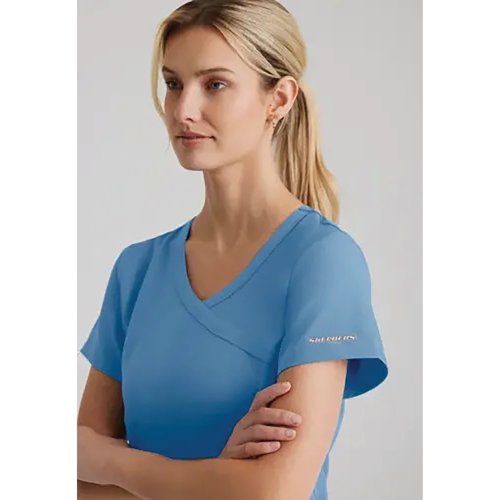 Skechers Womens V-Neck Scrub Top Ceil Blue XL SK102/CEIL/XL