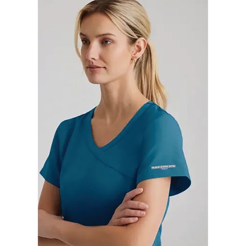 Skechers Womens V-Neck Scrub Top Bahama Blue 4XL SK102/BAHA/4XL