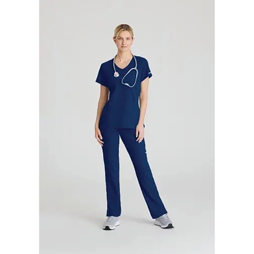 WIS12747 | The SK102 Female Reliance V neck scrub top is a modern design great for stylish healthcare staff. With 7 recycled bottles in every top.