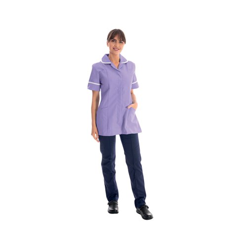 Work in Style Female Nursing Tunic Lilac with White Trim 32 Inch DVDTR/LIL/WHT/32