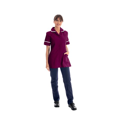 Work in Style Female Nursing Tunic Maroon with White Trim 46 Inch DVDTR/MAR/WHT/46
